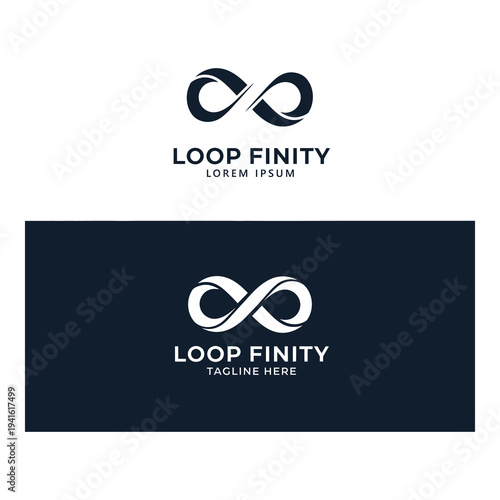 Infinity loop symbol with text logo design template icon