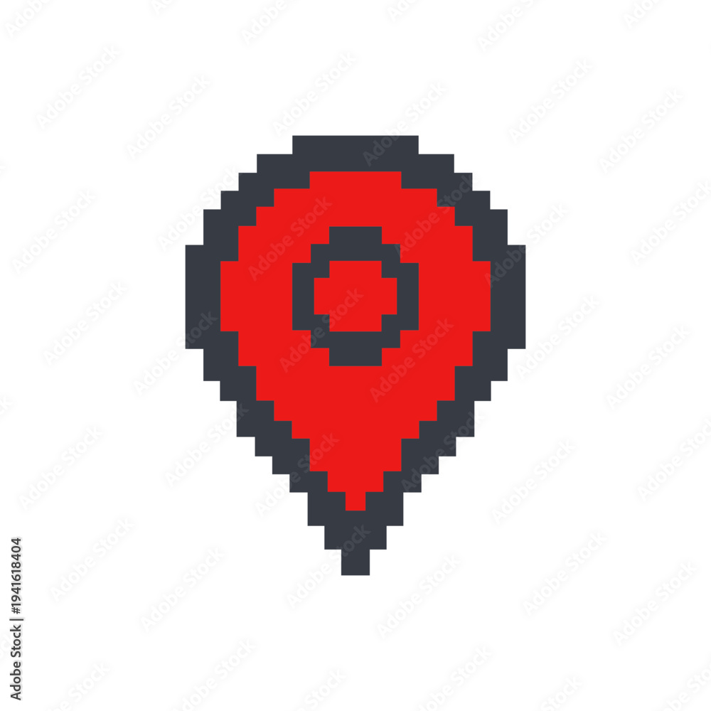 Obraz premium Pixel Location Pin Icon