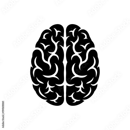 Solid Black Human Brain Silhouette Symbol