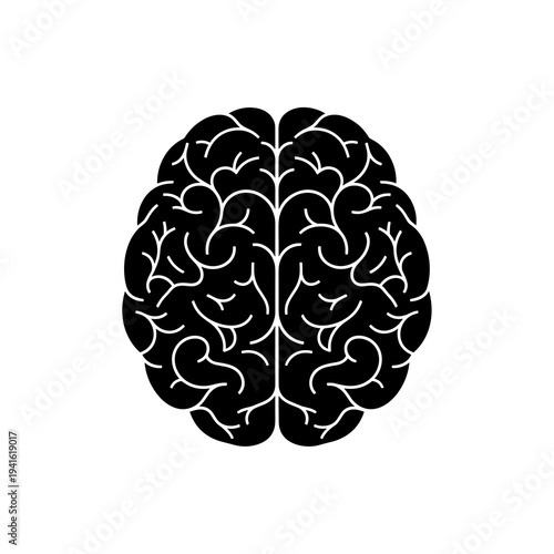 Solid Black Human Brain Silhouette Top View