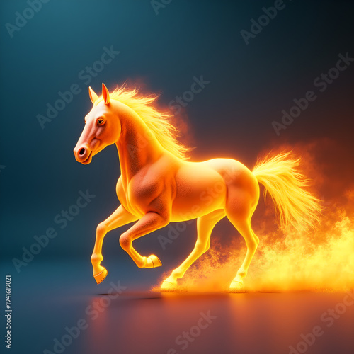 Horse on Fire with Flaming Mane Dramatic. Generative ai.