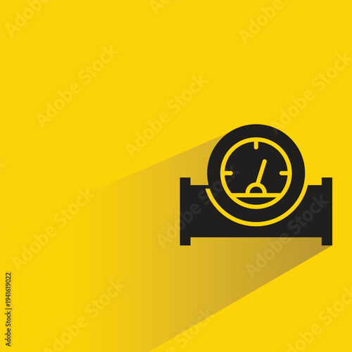 fuel gauge and pipeline icon with shadow on yellow background