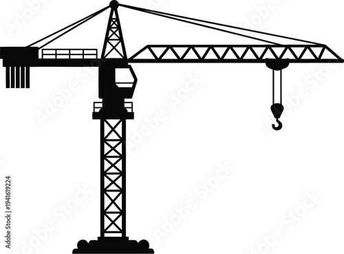 Silhouette crane building heavy machinery for construction industrial site