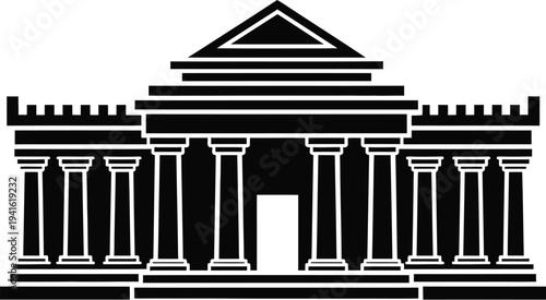 Classical building facade with columns and pediment ancient architecture