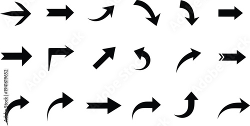 Vector arrow icons set for directional guidance and navigation