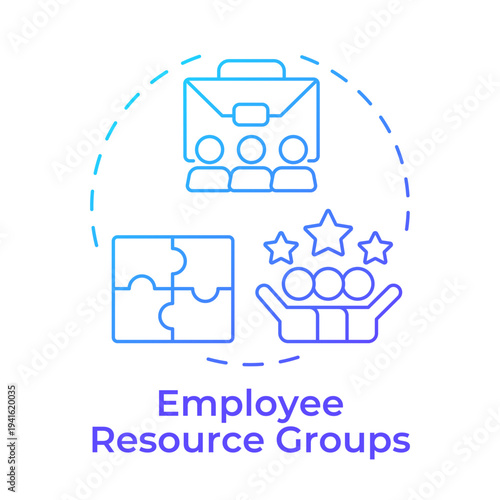 Employee resource groups blue gradient concept icon. Provide support and foster inclusion. Employment. Round shape line illustration. Abstract idea. Graphic design. Easy to use in promotional material