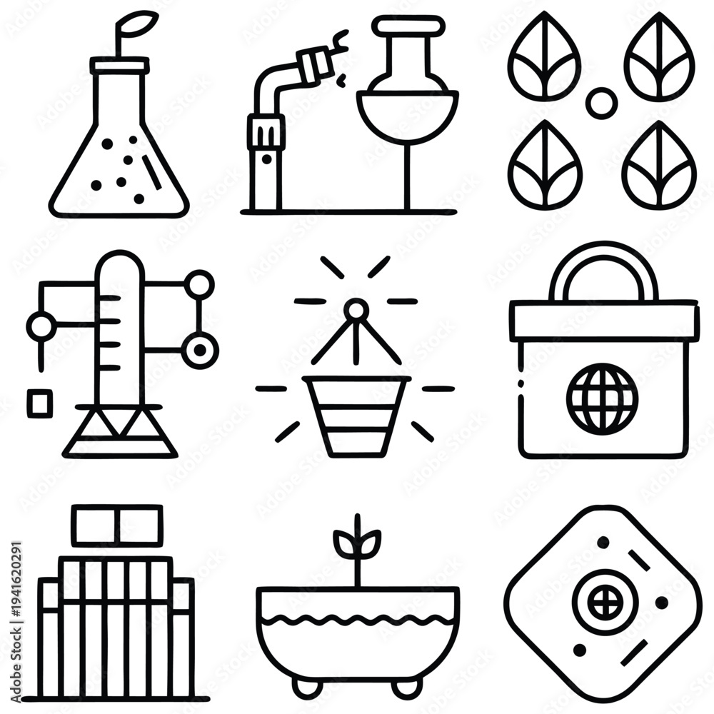 Fototapeta premium Exploring the intricate world of innovation, this illustration showcases a range of modern technologies related to the growth, observation, and analysis of plant life in a futuristic.