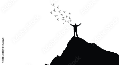 Mountain achievement birds vector