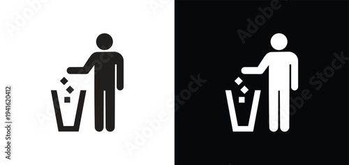 "Tidyman Keep Clean Symbol - Universal Litter Disposal Icon for Recycling, Environmental Responsibility, and Anti-Littering Campaigns on Packaging and Public Bins"

