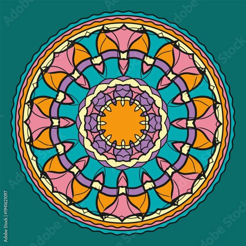 Lacy multicolored mandala, design element or other. Vector illustration