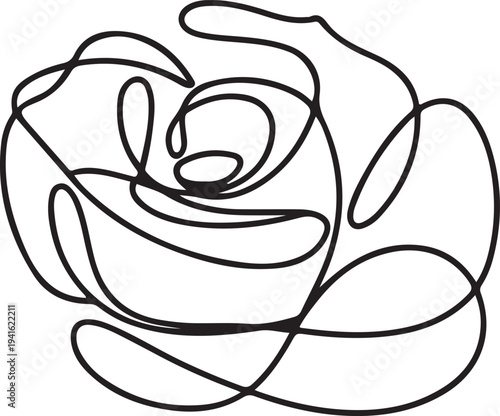 Continuous one line rose flower drawing of outline flat. one line art icon drawing vector