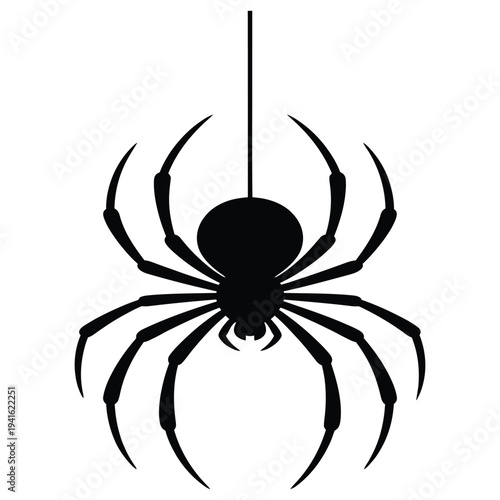 Black spider isolated on white background vector illustration