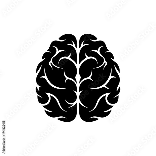 Symmetrical Black Brain Silhouette Front View