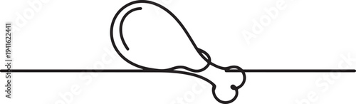 Fried chicken drumstick continuous one line drawing of white background with minimalist outline style. one line art icon drawing vector