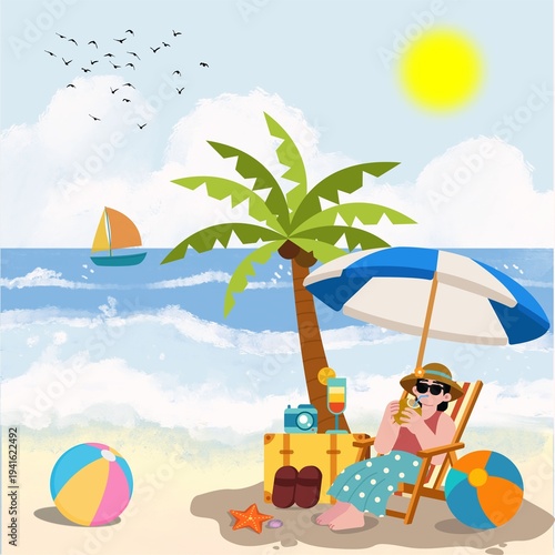 Tropical Summer Beach Day, Vacation Day