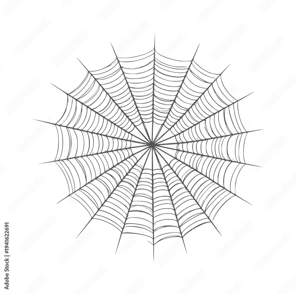 Fototapeta premium Symmetrical black and white radial spiderweb pattern with concentric circles