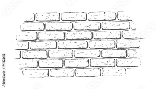 Hand drawn black and white brick wall texture bricks handdrawn
