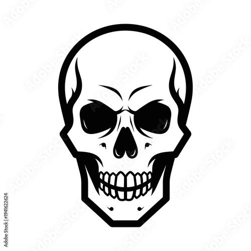 Simple Black Human Skull Silhouette Front View