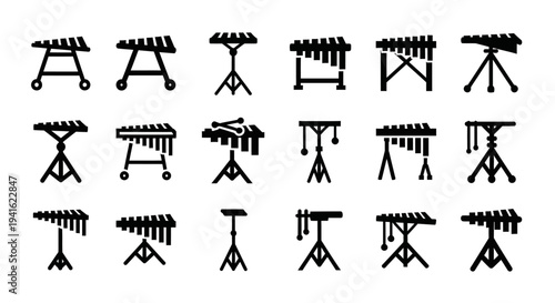 Collection of various microphone stand designs and configurations from different viewpoints