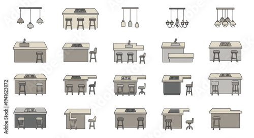 Pixel Art Kitchen Islands and Pendant Lights Collection.