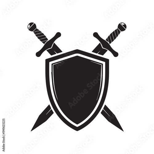 Vector shield and crossed swords icon