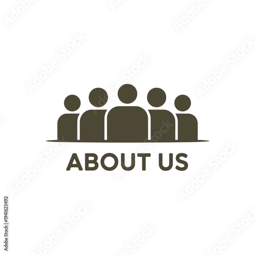 A simple graphic displaying a group of people with the text about us
