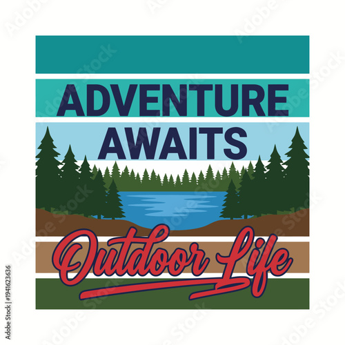 A vibrant illustration welcoming outdoor adventures and the beauty of nature, encapsulating the essence of exploration and the pleasures of outdoor life and activities in tranquil scenes.