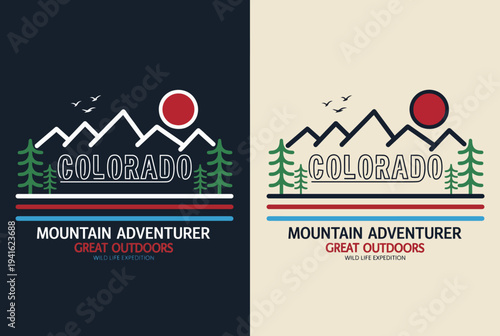 A dual-color logo emphasizing the rugged beauty of Colorado's mountains, combining elements of nature and adventure to appeal to outdoor enthusiasts seeking great adventures.