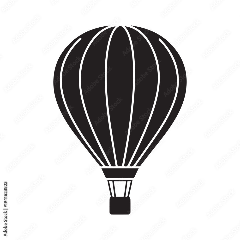 Obraz premium Black hot air balloon vector icon