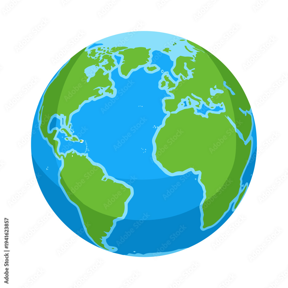 Fototapeta premium Flat Design Earth Globe with Oceans and Continents