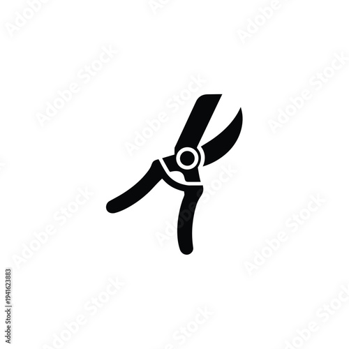 A black silhouette illustration depicting a pair of open gardening shears