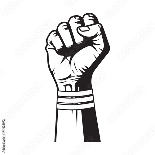 Vector illustration of raised fist with striped cuff