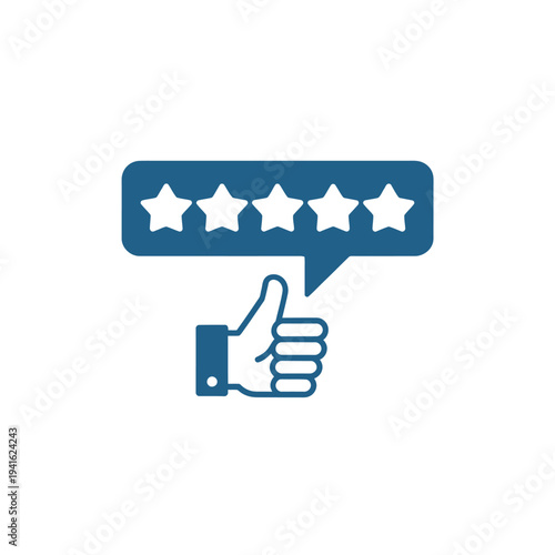Five star rating with a thumbs up gesture indicating positive feedback