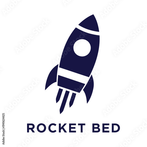 Rocket ship icon with fins and circle window flying up icon