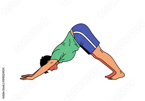Man in Downward Facing Dog Yoga Pose.
