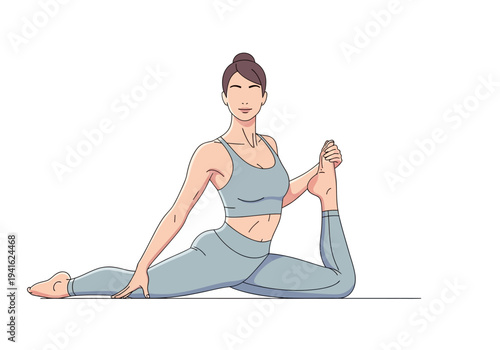 Woman Performing Yoga Pose in Athletic Wear.