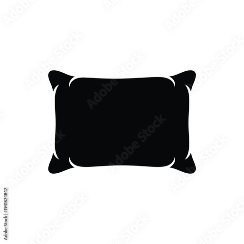A simple black silhouette of a rectangular pillow with rounded corners