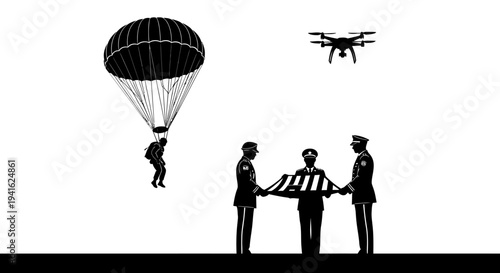 Military Drone and Paratrooper Honor Flag Ceremony