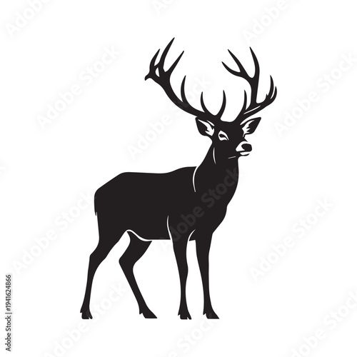 Black silhouette of a deer with antlers vector