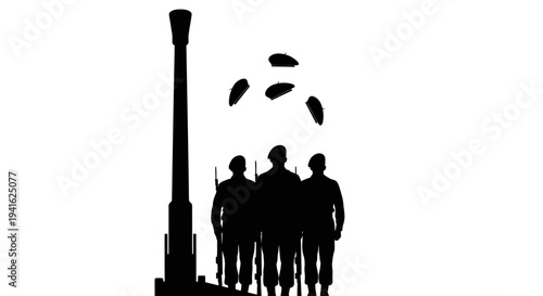 Military Honor Guard with Cannon and Falling Petals