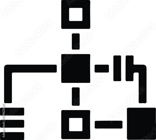 Vector hierarchical site map diagram for website structure silhouette design