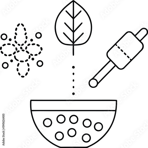 homemade ink from oak galls line art vector illustration on transparent background