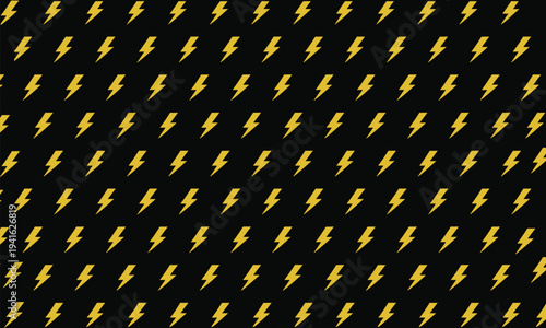Vibrant yellow lightning bolts on black background pattern