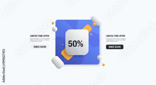 Promotional square with 50 discount, modern design for sales and marketing.