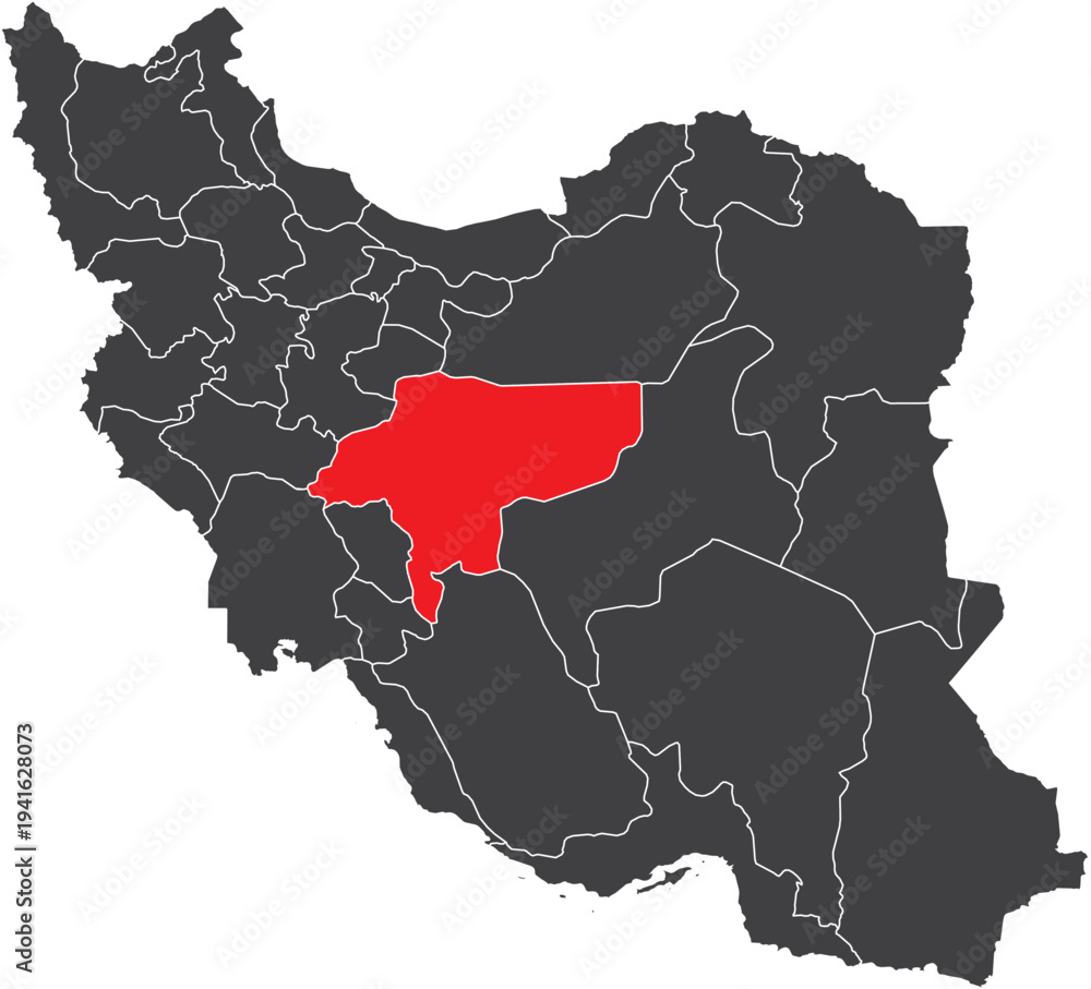Obraz premium Isfahan Province Map of Iran Silhouette with Regions Vector Illustration