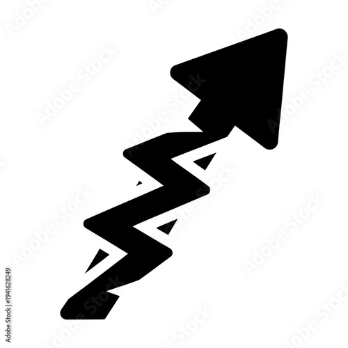 Zigzag arrow pointing upwards representing growth and success black silhouette icon
