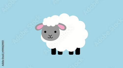 Adorable cartoon sheep with fluffy white coat and cute expression.