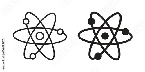 Atom icon concept. Silhouette, glyph symbol. Isolated design.