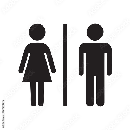 Universal gender- specific restroom symbols black and white for unified public facilities gender-specific black and white