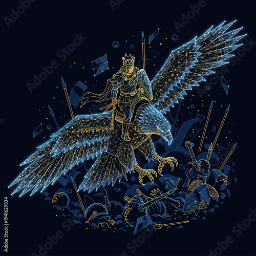 Mythical Griffin with Outstretched Wings and Talons.